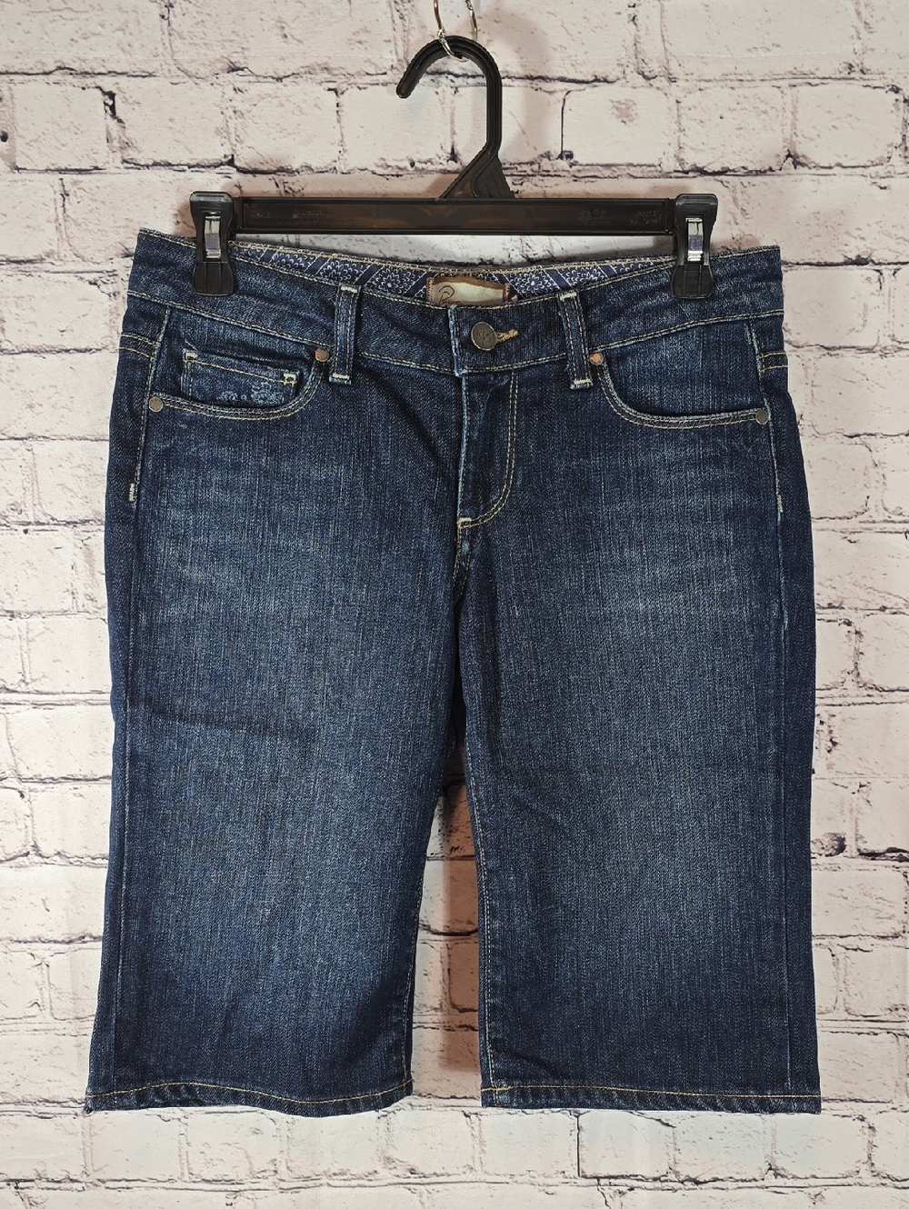 Paige Dark Blue Denim Bermuda Shorts Size 28 EUC